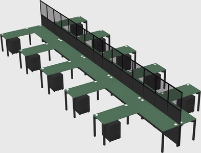 Shared l-shape cubicle