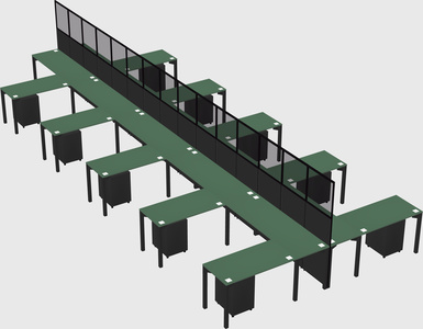 Shared l-shape cubicle