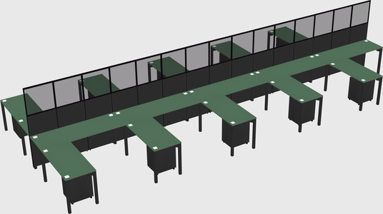 Shared l-shape cubicle