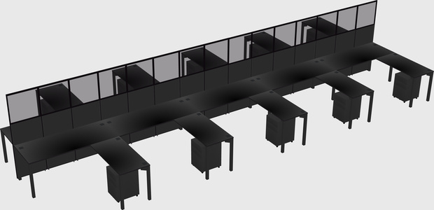 Shared l-shape cubicle