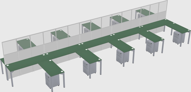 Shared l-shape cubicle