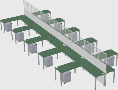 Shared l-shape cubicle