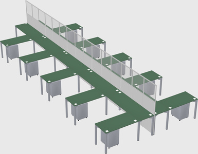 Shared l-shape cubicle