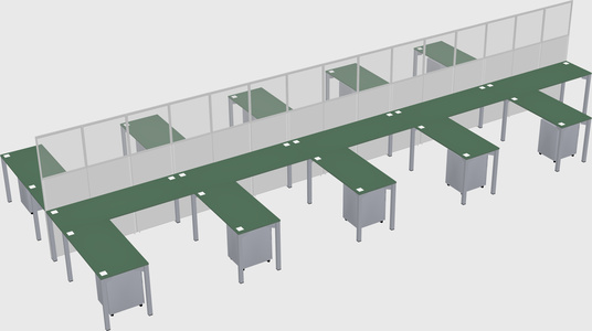 Shared l-shape cubicle
