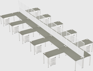 Shared l-shape cubicle