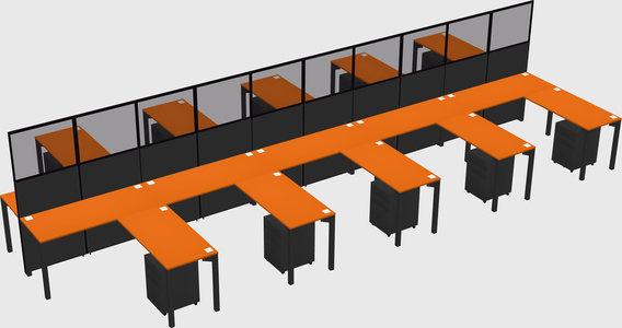 Shared l-shape cubicle