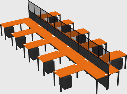 Shared l-shape cubicle