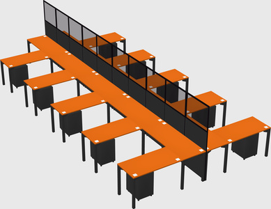Shared l-shape cubicle