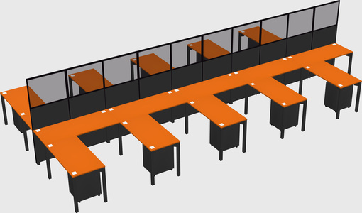 Shared l-shape cubicle