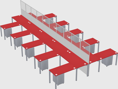 Shared l-shape cubicle