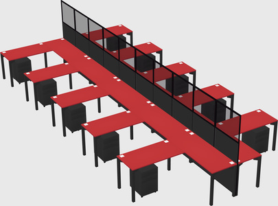 Shared l-shape cubicle