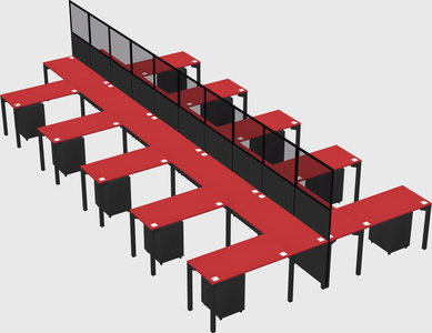 Shared l-shape cubicle