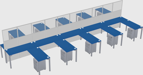 Shared l-shape cubicle