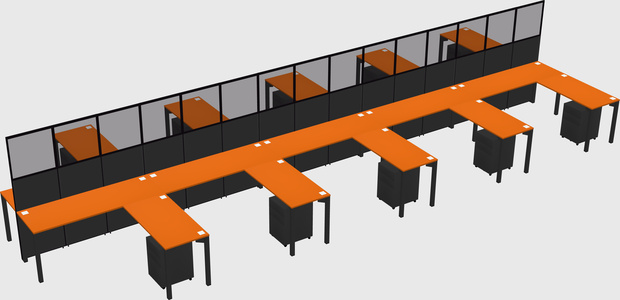 Shared l-shape cubicle