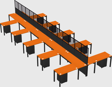 Shared l-shape cubicle