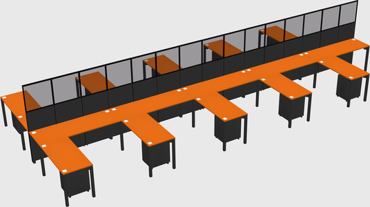 Shared l-shape cubicle