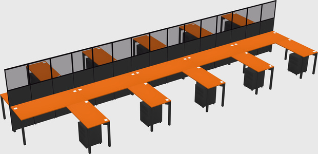 Shared l-shape cubicle