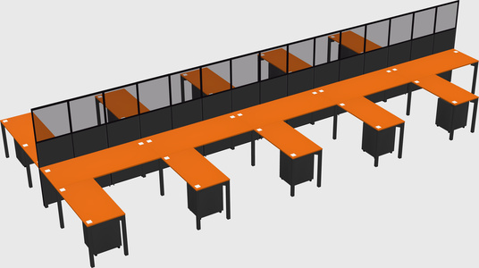 Shared l-shape cubicle