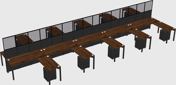 Shared l-shape cubicle