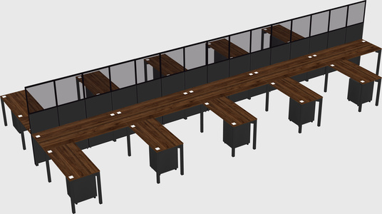 Shared l-shape cubicle