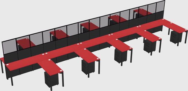 Shared l-shape cubicle