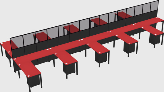 Shared l-shape cubicle