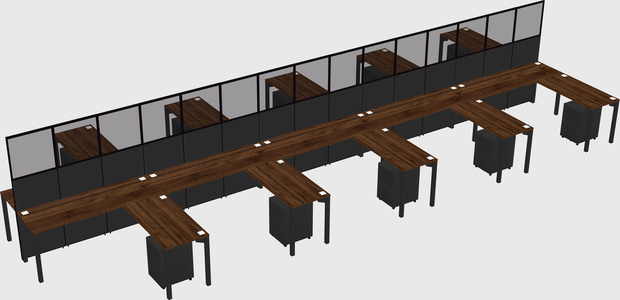 Shared l-shape cubicle