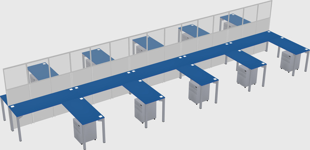 Shared l-shape cubicle