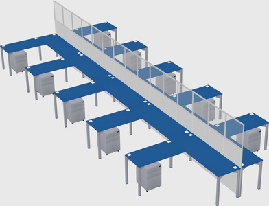 Shared l-shape cubicle