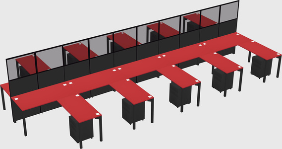 Shared l-shape cubicle