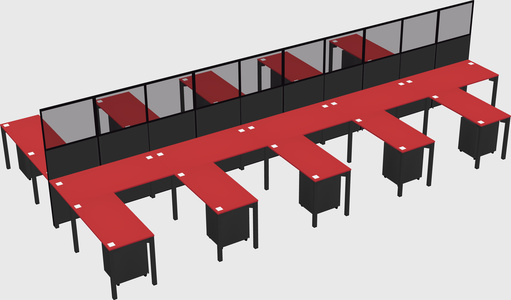 Shared l-shape cubicle