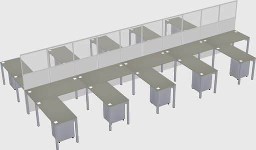 Shared l-shape cubicle