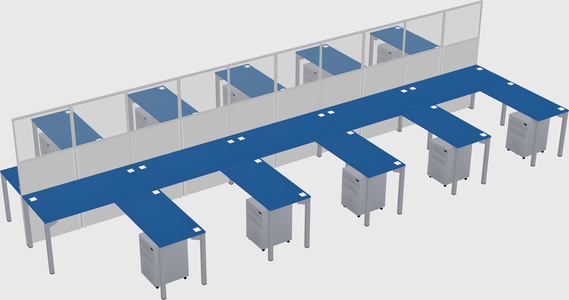 Shared l-shape cubicle