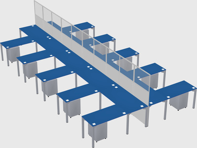 Shared l-shape cubicle