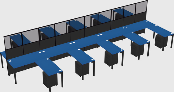 Shared l-shape cubicle