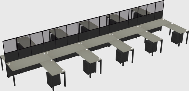 Shared l-shape cubicle