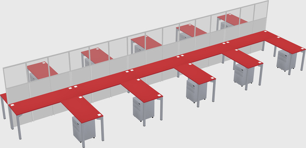 Shared l-shape cubicle