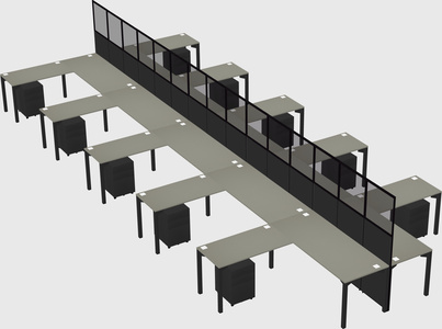 Shared l-shape cubicle
