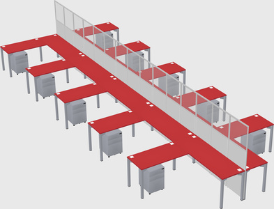 Shared l-shape cubicle