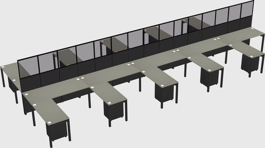 Shared l-shape cubicle