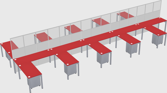 Shared l-shape cubicle