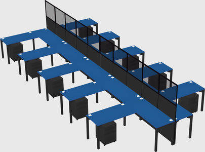 Shared l-shape cubicle