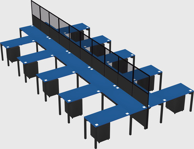 Shared l-shape cubicle