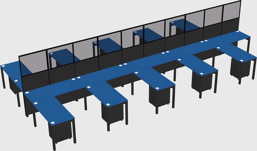 Shared l-shape cubicle