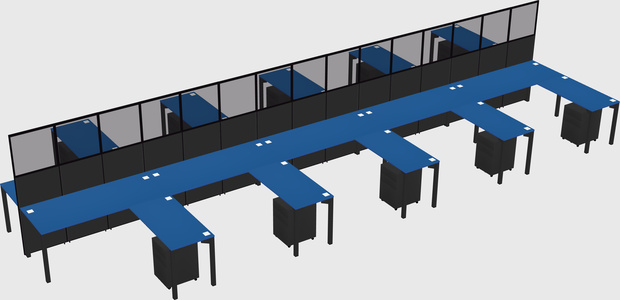 Shared l-shape cubicle