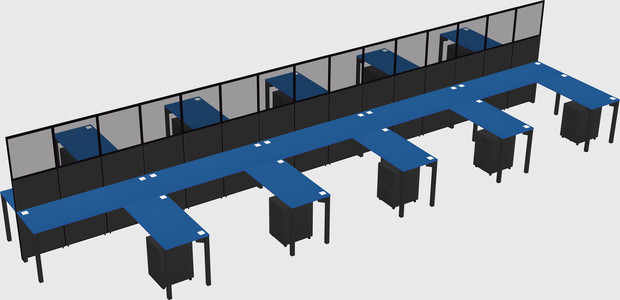 Shared l-shape cubicle
