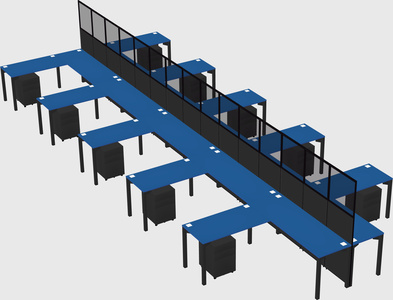 Shared l-shape cubicle