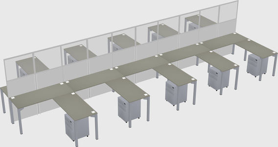 Shared l-shape cubicle