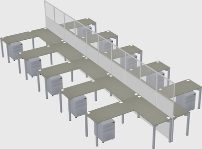 Shared l-shape cubicle