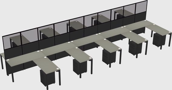 Shared l-shape cubicle